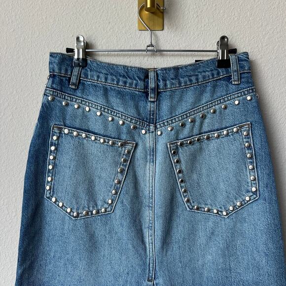 Reformation Tazz Maxi Denim Skirt in Hemlock Studded Size 25 - Picture 6 of 9